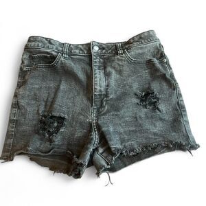 Elizabeth & James High Rise Flare Denim Shirts Sz 14/32 Distressed Black